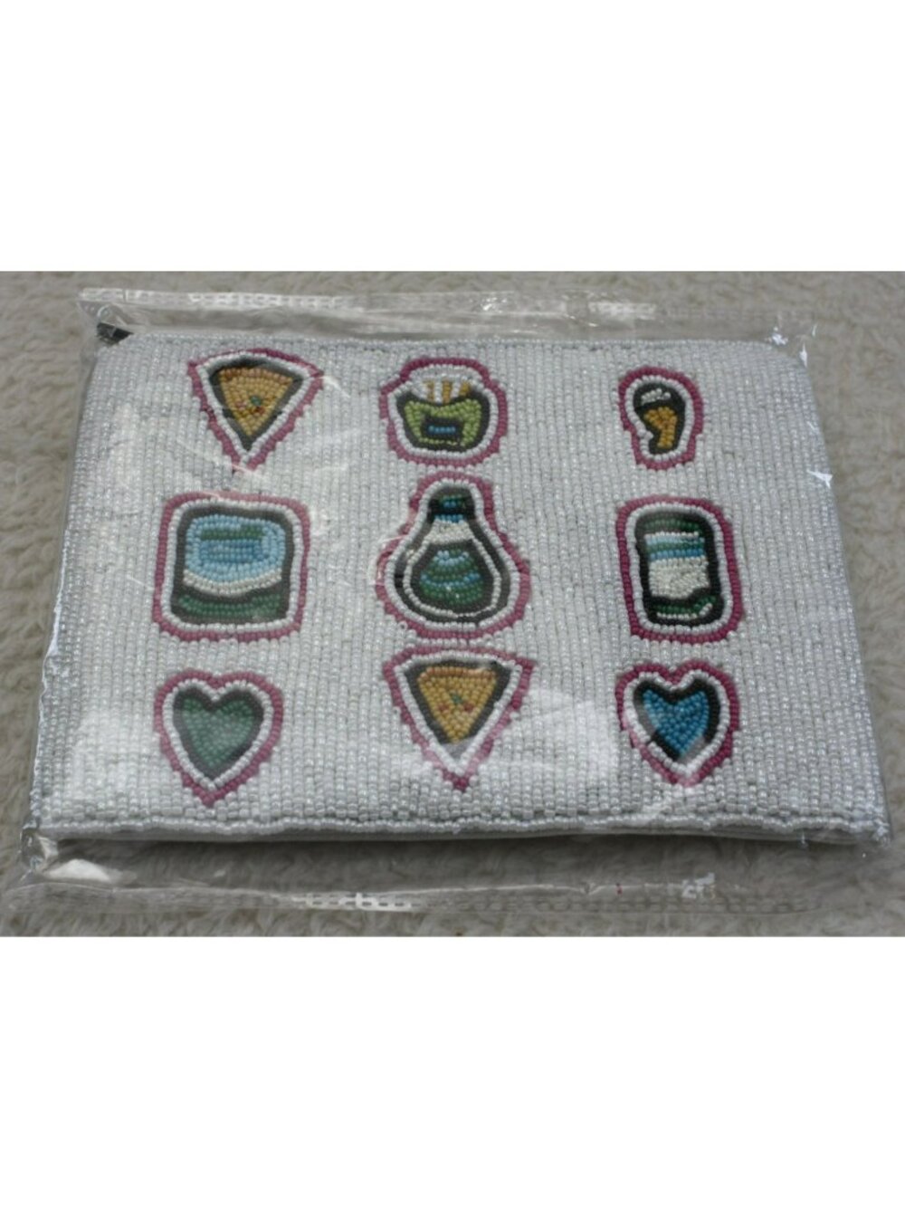 Hidden Valley Ranch Beaded Zipper Pouch White Promo Sweepstakes Cosmetic Bag New